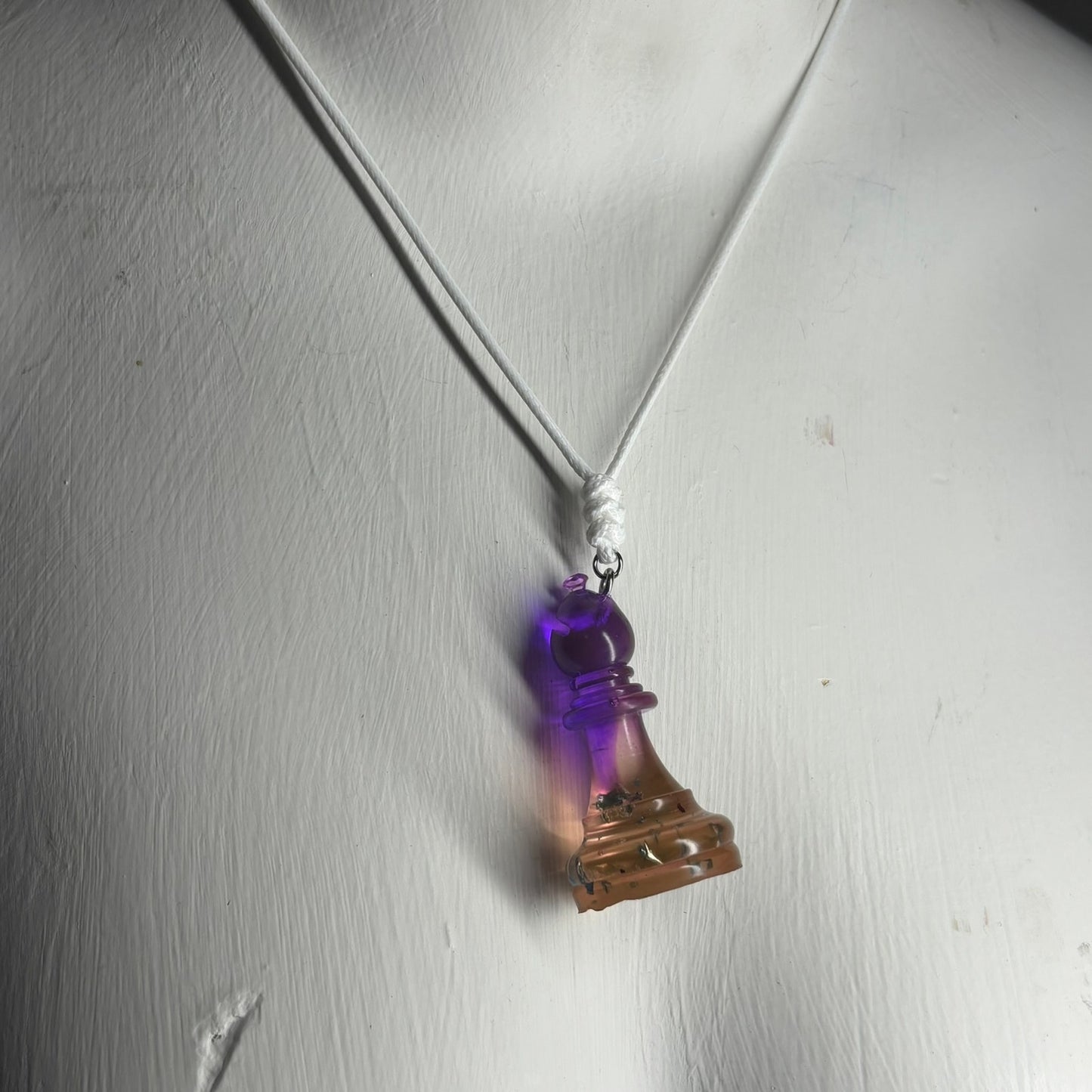 Vintage Void Purple Bishop - Handmade Resin Chess Necklace