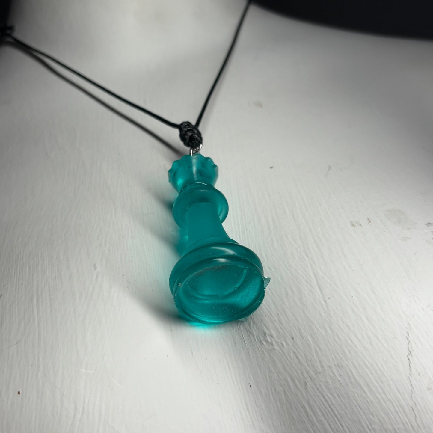 Aqua Green Queen - Handmade Resin Chess Necklace