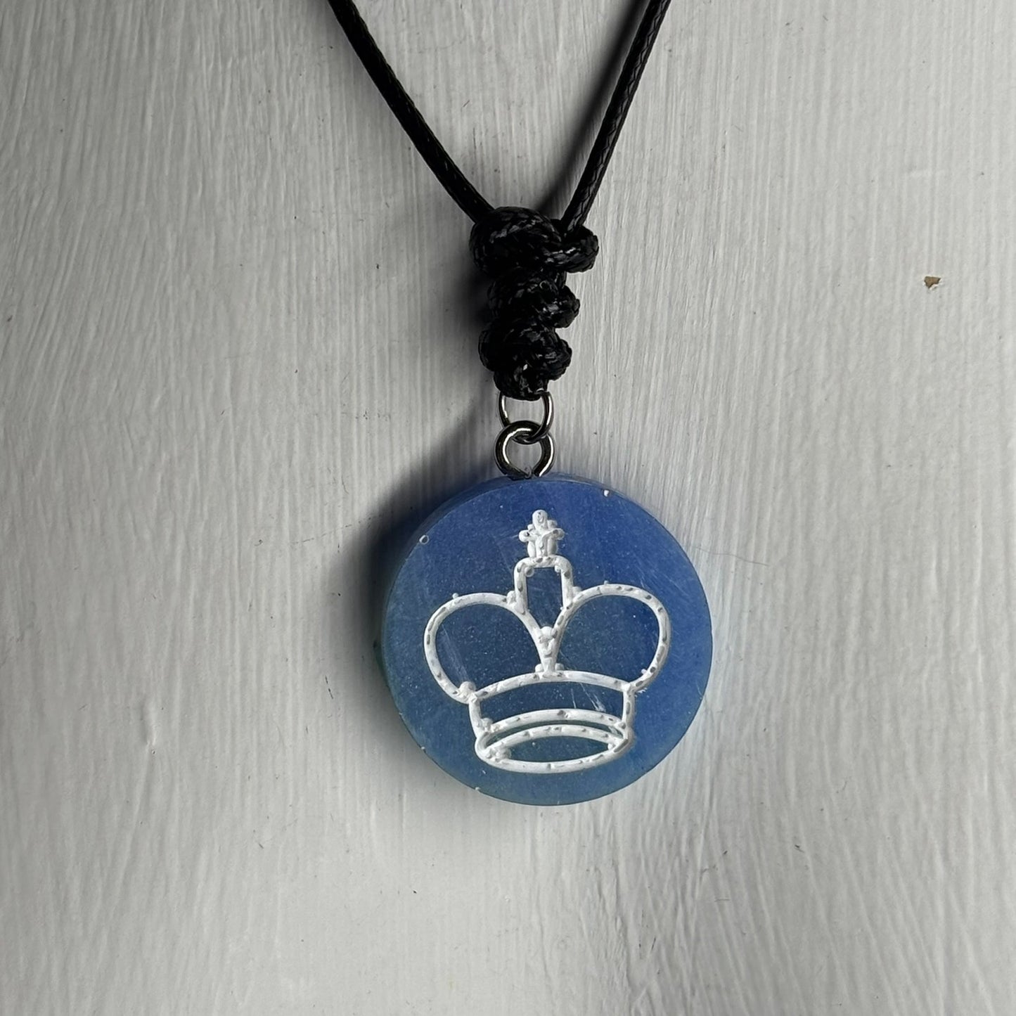 Blue King - Handmade Resin Chess Necklace