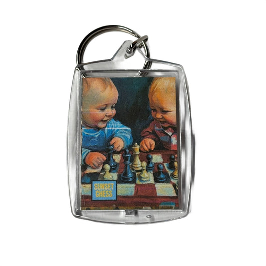 Babies At Work - Sunset Chess Photo Keychain