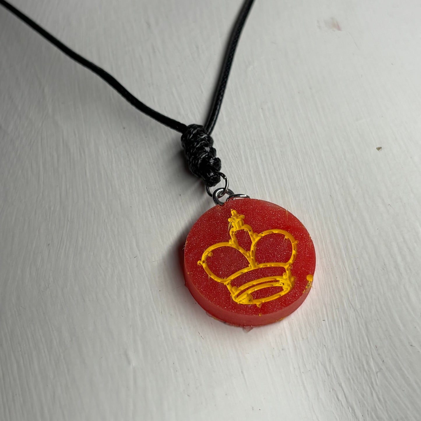 Shimmer Red King - Handmade Resin Chess Necklace