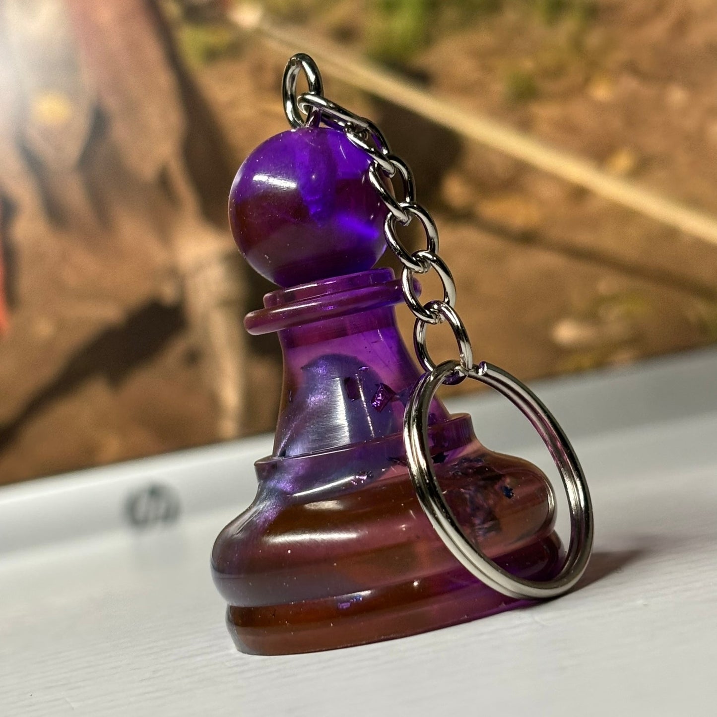 Purple Enmeshment Pawn - Handmade Resin Keychain - Large Edition