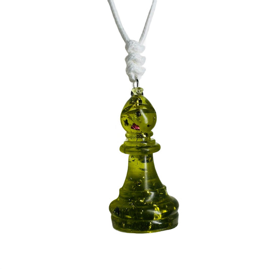 Crystal Lime Green - Handmade Resin Chess Necklace
