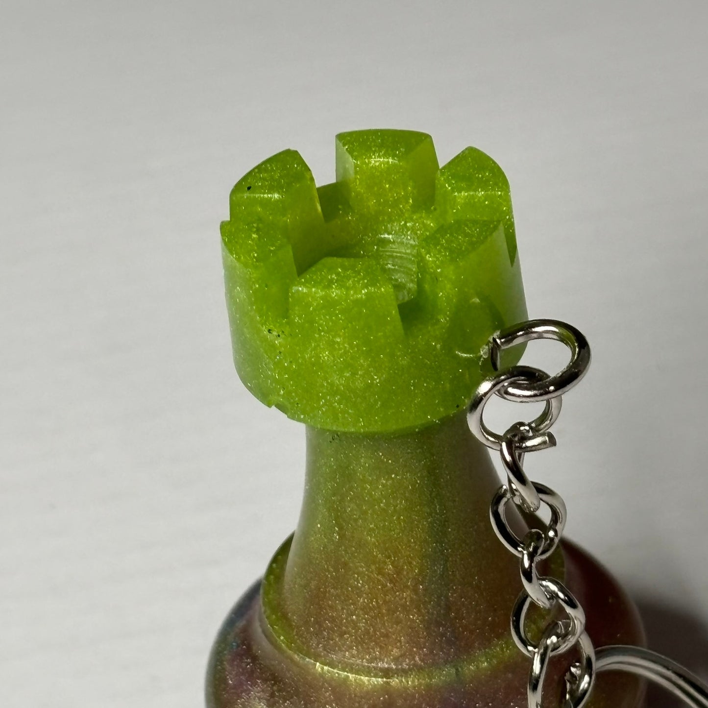 Lime Green Mixed Rook - Handmade Resin Keychain - Large Edition