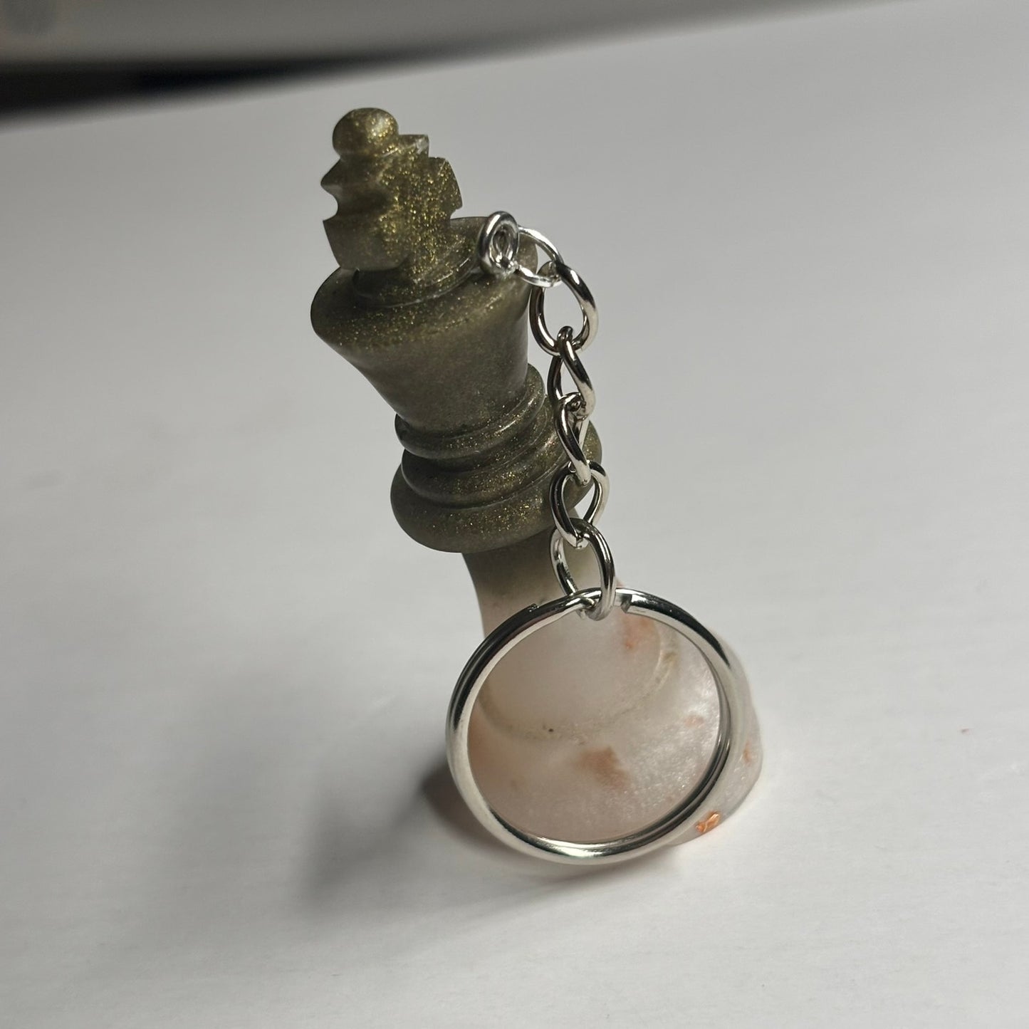 White/Green King - Handmade Resin Keychain