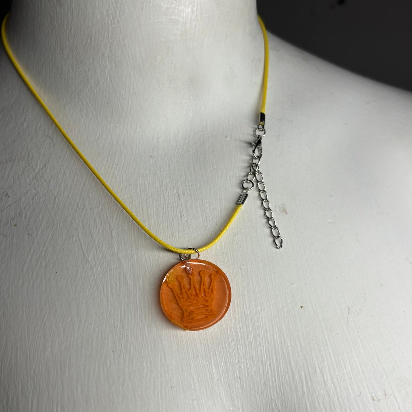 Sunset Yellow Queen - Handmade Resin Chess Necklace