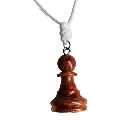 Orange Fiery Pawn- Handmade Resin Chess Necklace