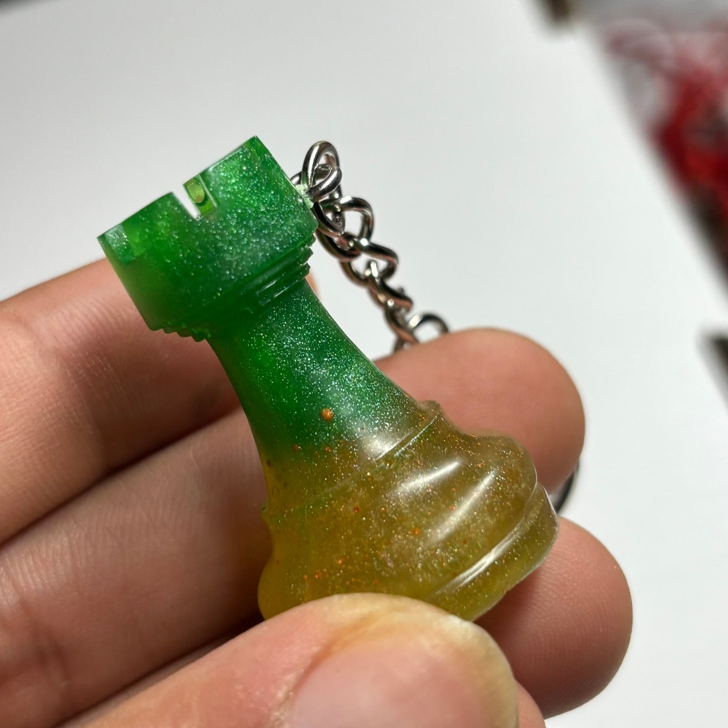 Yellow Green Rook - Handmade Resin Keychain