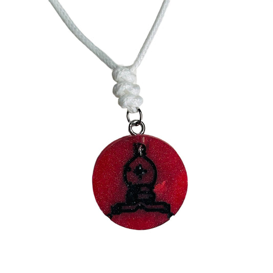 Red Bishop - Handmade Resin Chess Necklace