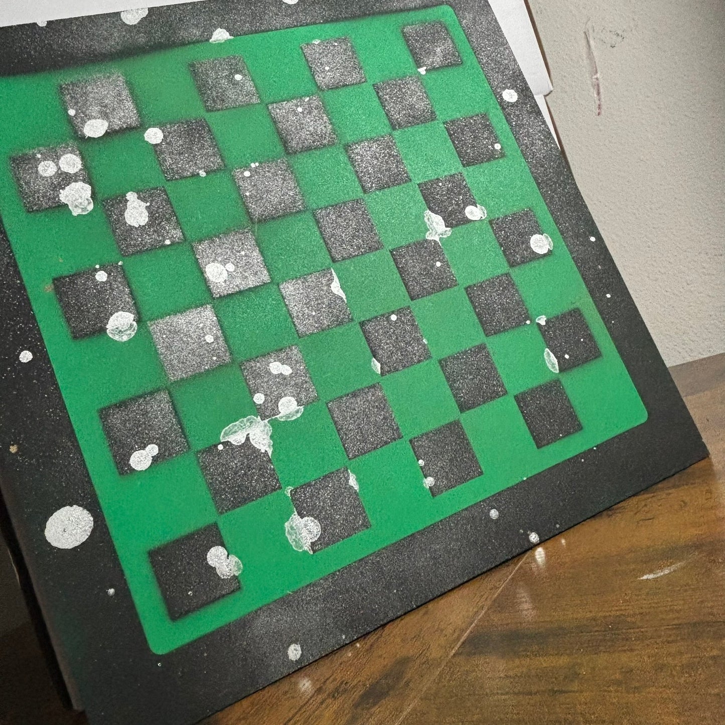 Chrome Green & Black - Painted Chess Board