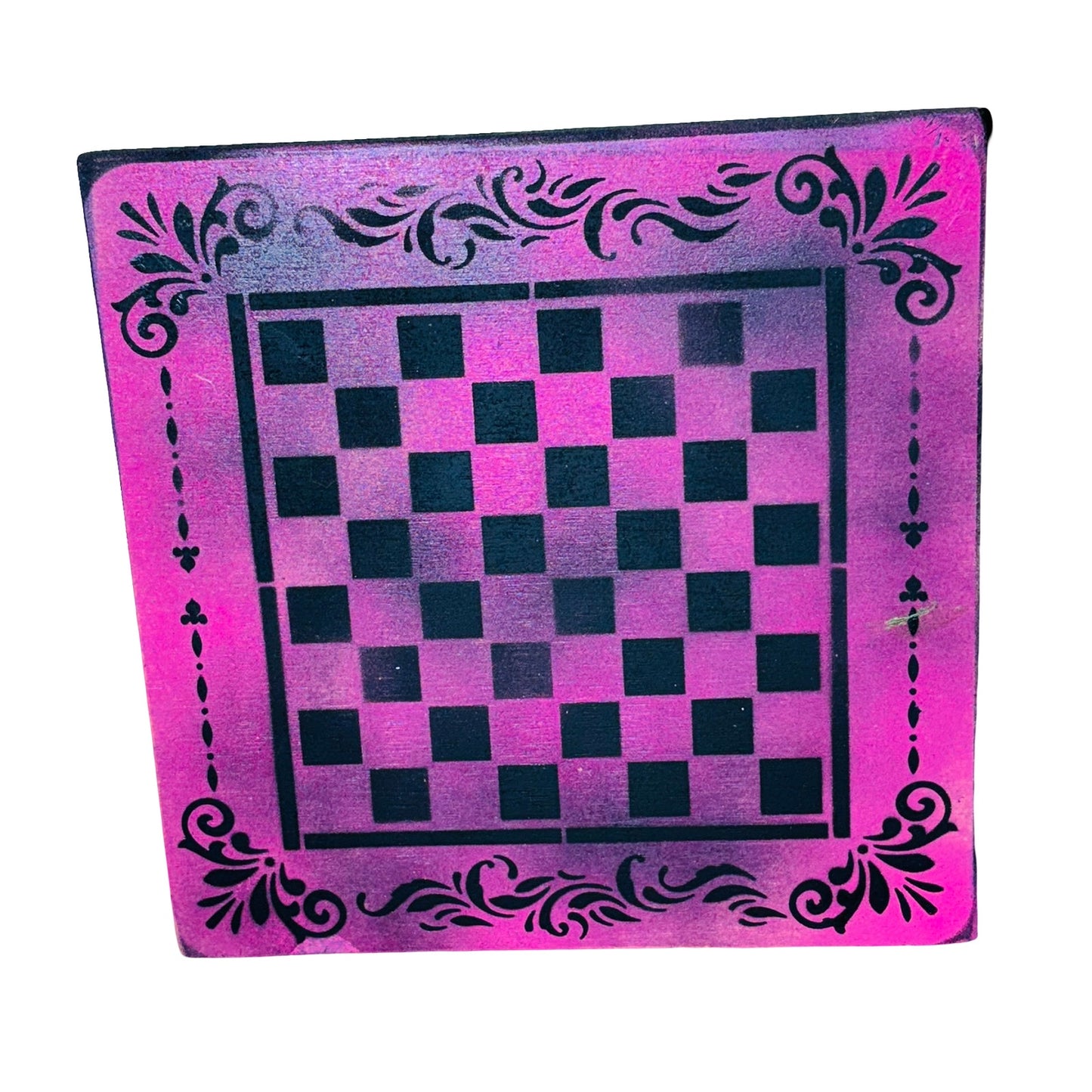 Pink Black Mist - Painted Chess Board
