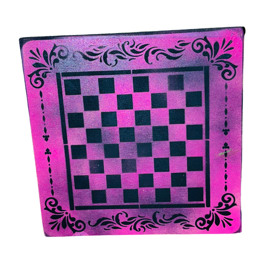 Pink Black Mist - Painted Chess Board