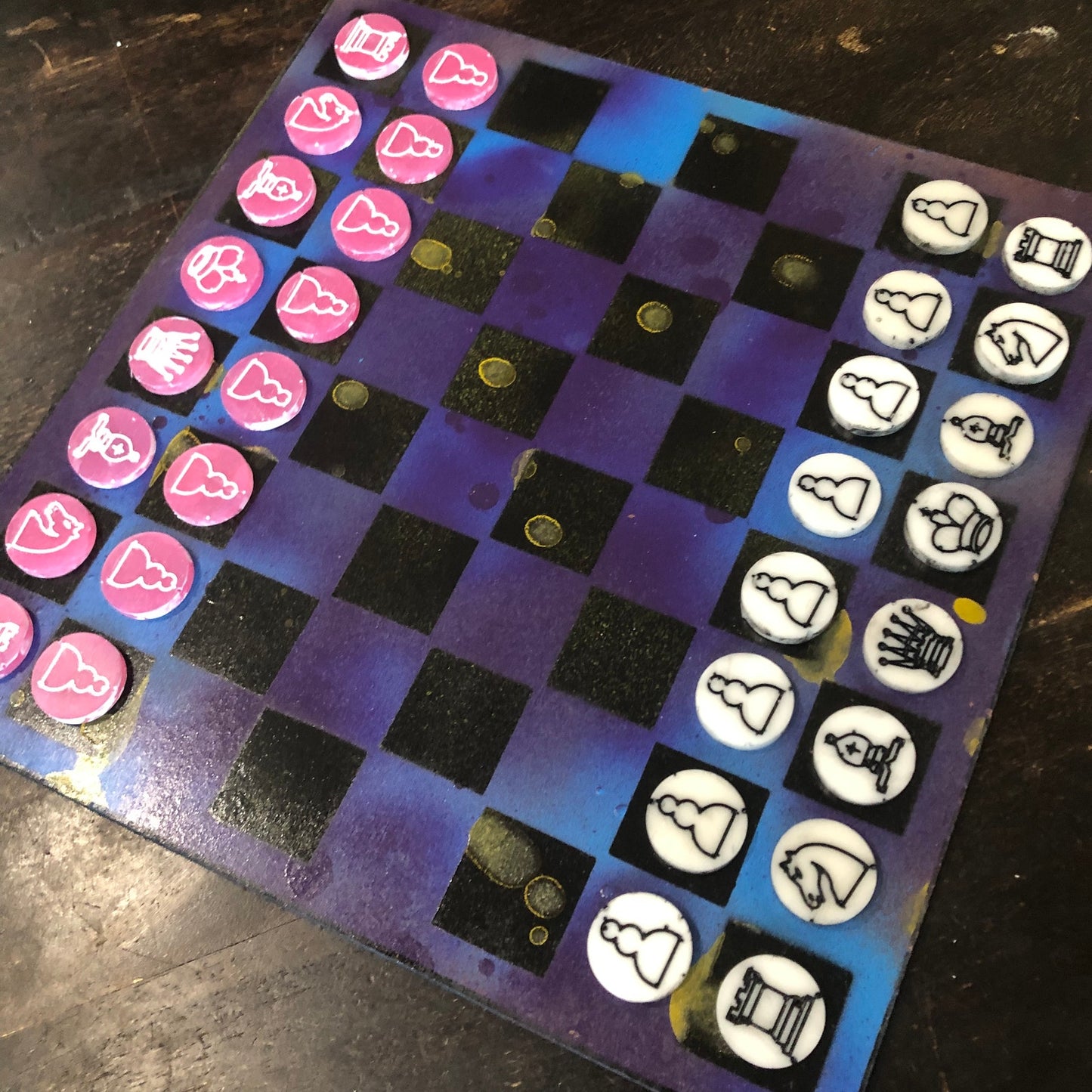 Beautiful Purple Galaxy - Painted Chess Set