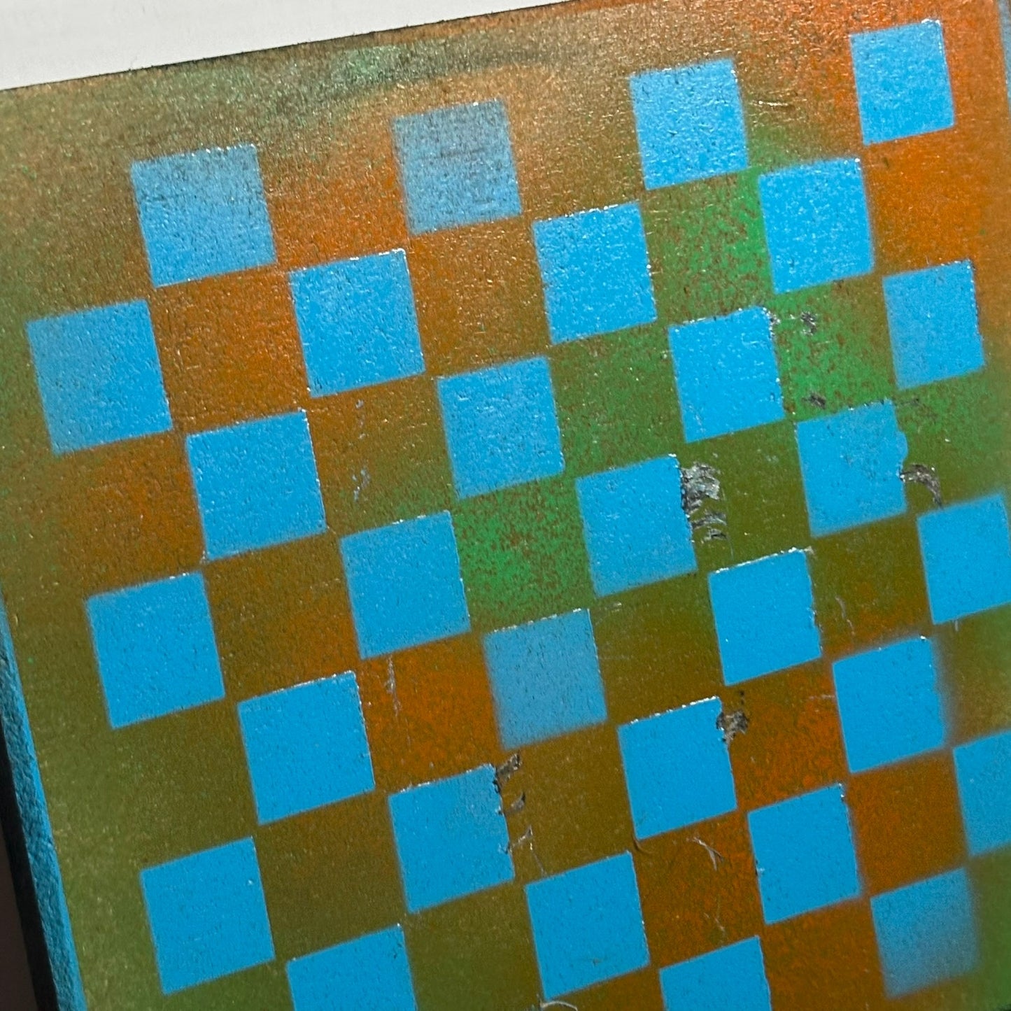 Blue And Dirty Green - Painted Double Sided Chess Board