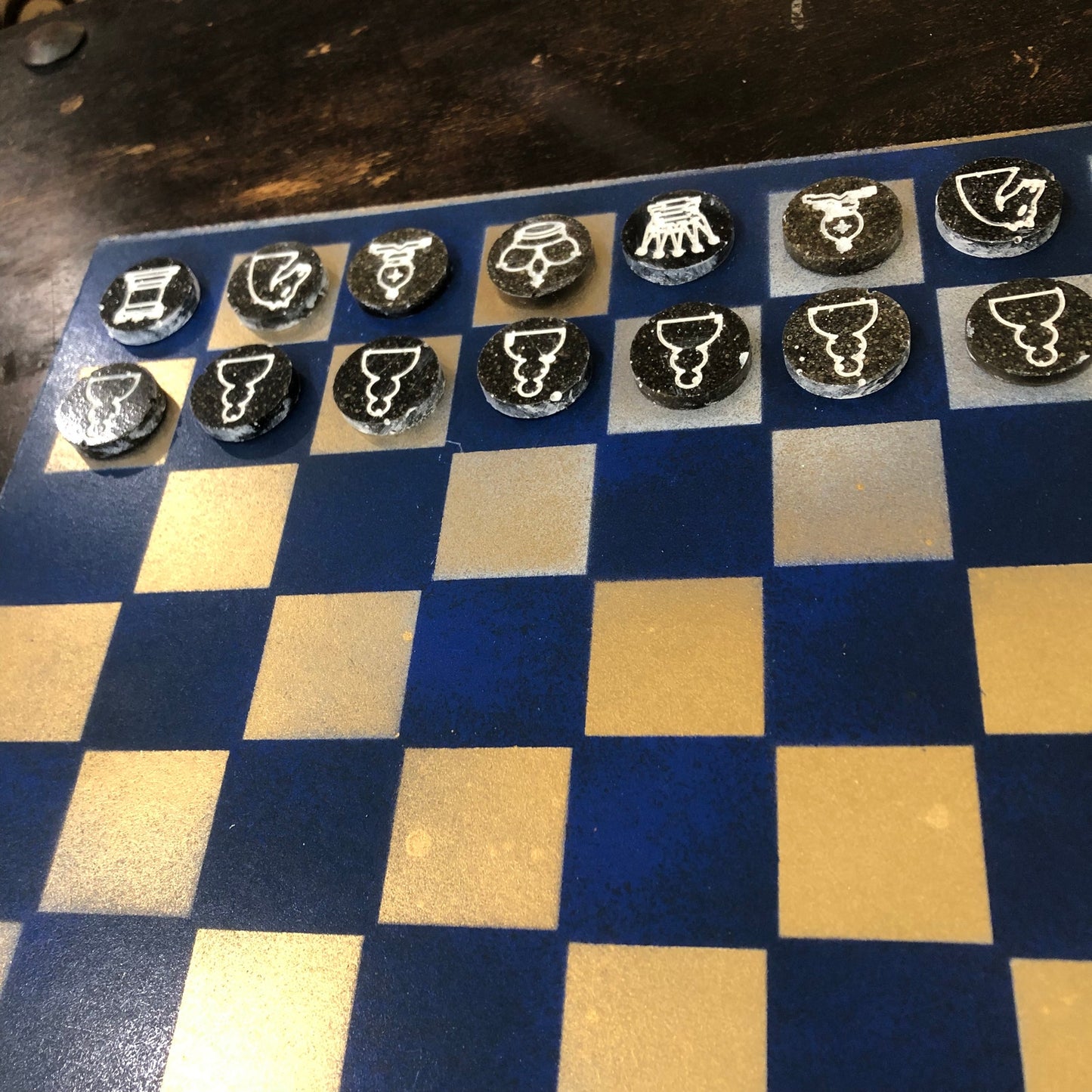 Golden Blue - Painted Chess Set