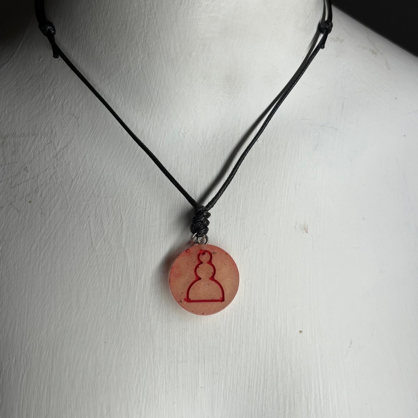 Smudge Red Pawn - Handmade Resin Chess Necklace