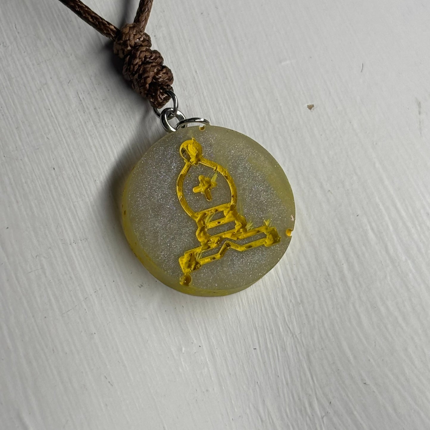 Cream Brown Bishop - Handmade Resin Chess Necklace