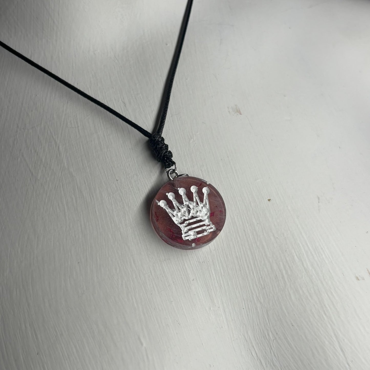 Violet Red Queen - Handmade Resin Chess Necklace