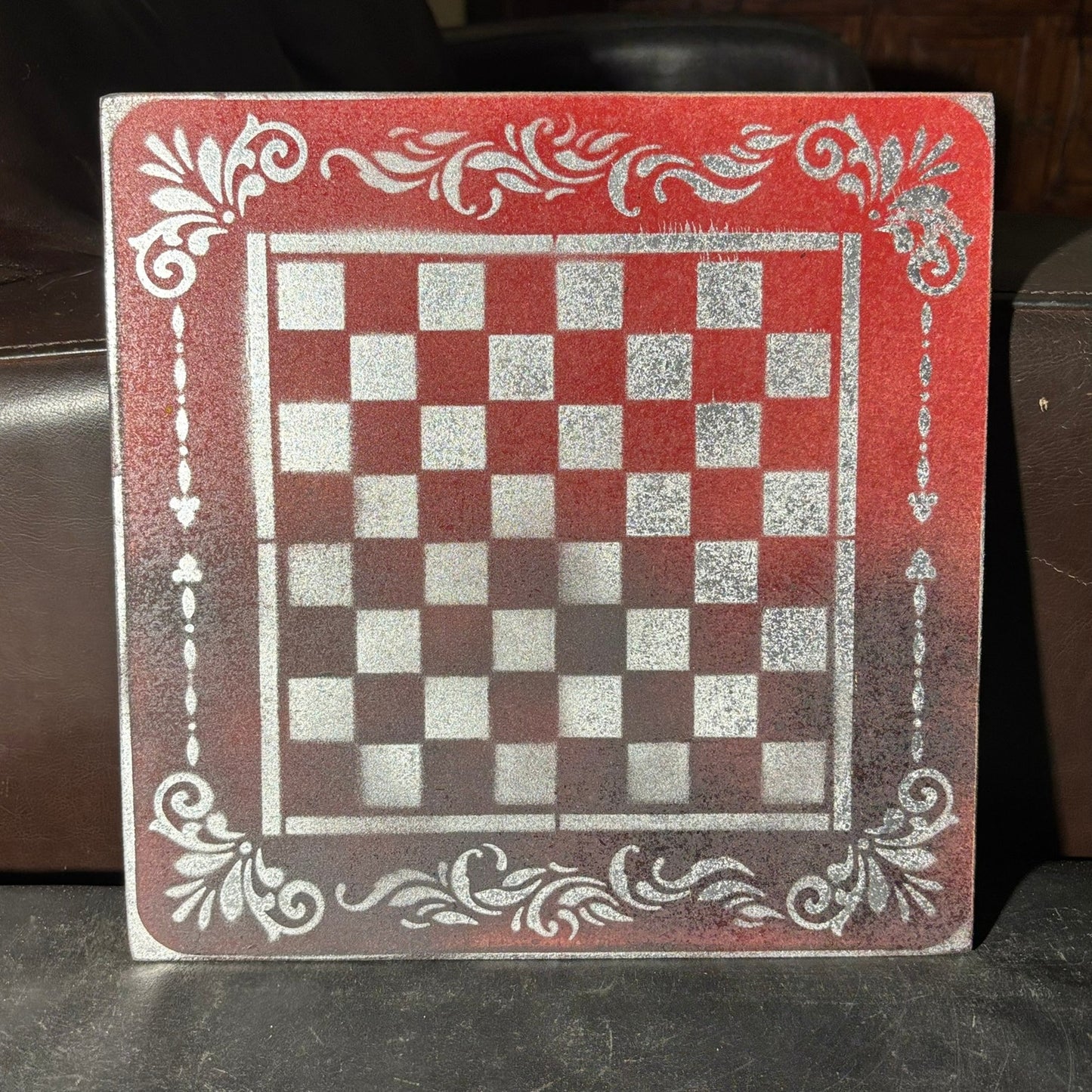 Emperors Red & Black - Painted Chess Board