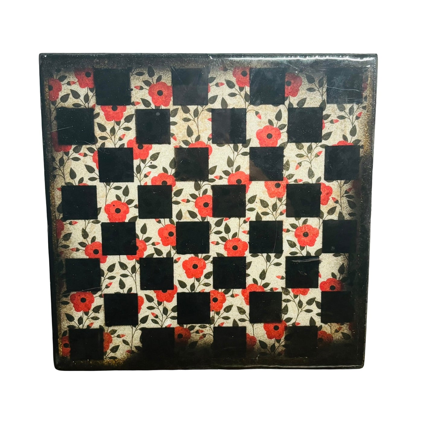 Fancy Flowers - Resin Coated Chess Board