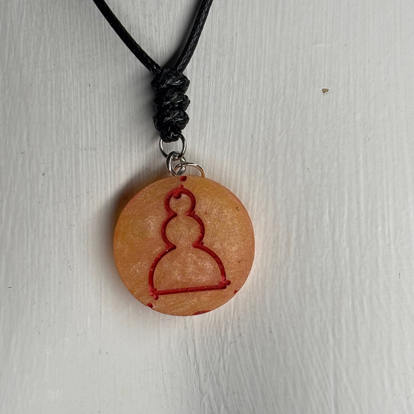 Orange Yellow Pawn - Handmade Resin Chess Necklace