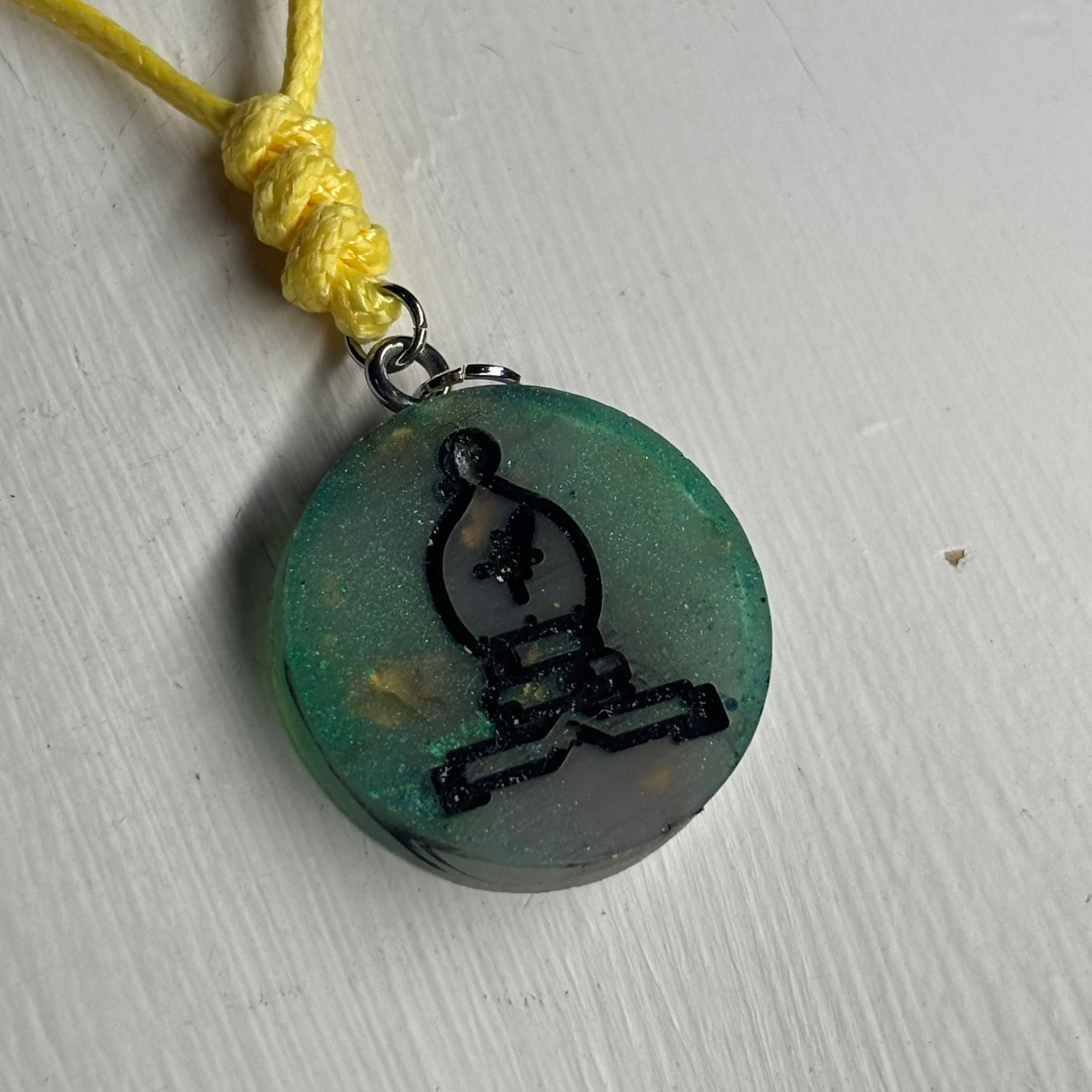 Forest Green Bishop - Handmade Resin Chess Necklace