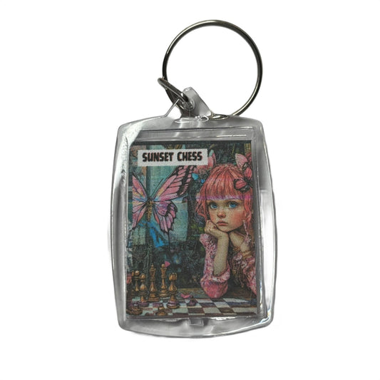 Pink Butterfly - Chess  Photo Keychain