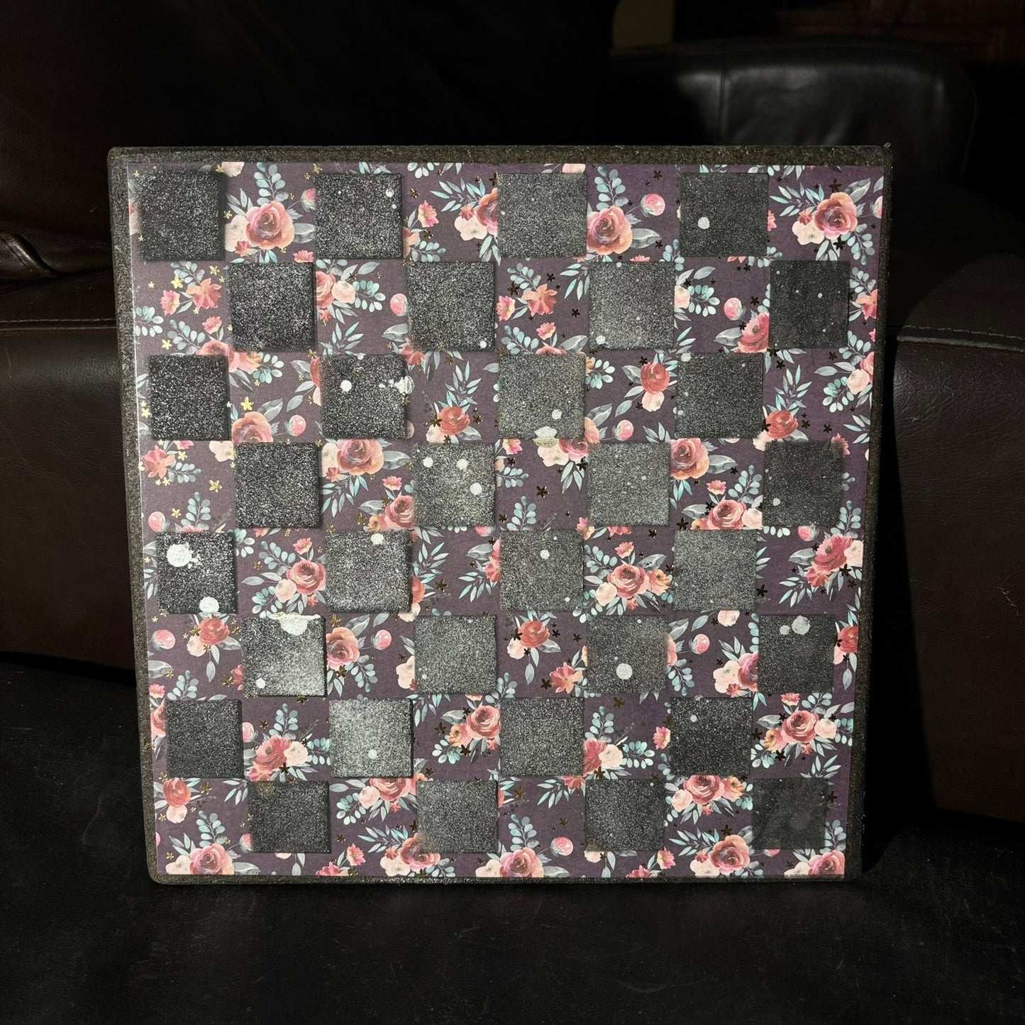 Supreme Dark Flowers - Scrapbook Chess Board