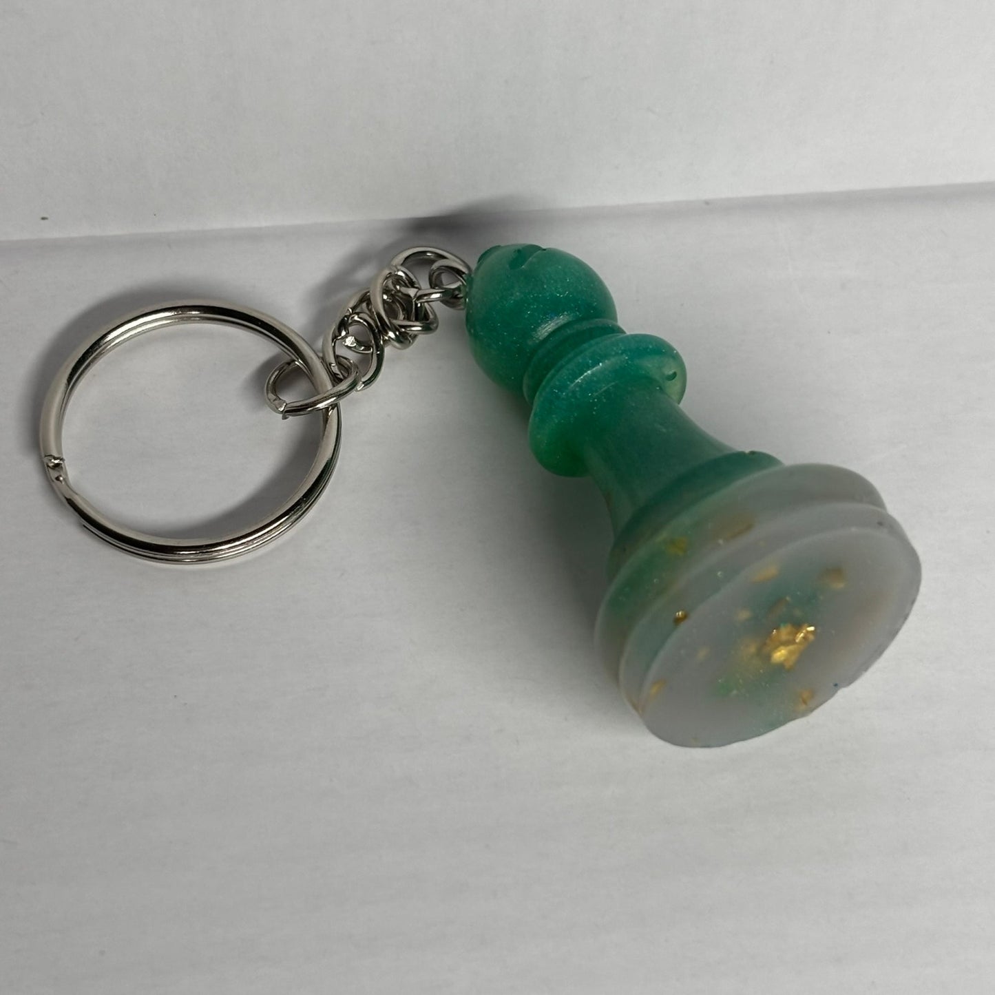 Emerald Green Bishop Handmade Resin Keychain - One of a Kind Design