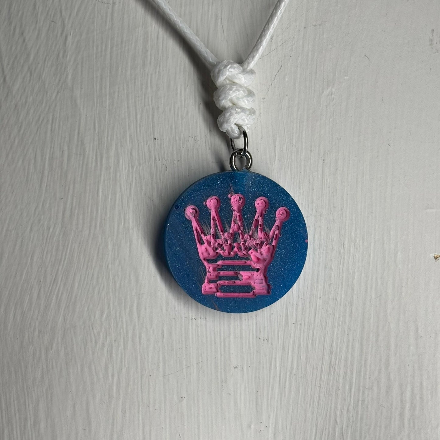Cotton Candy Pink Queen - Handmade Resin Chess Necklace