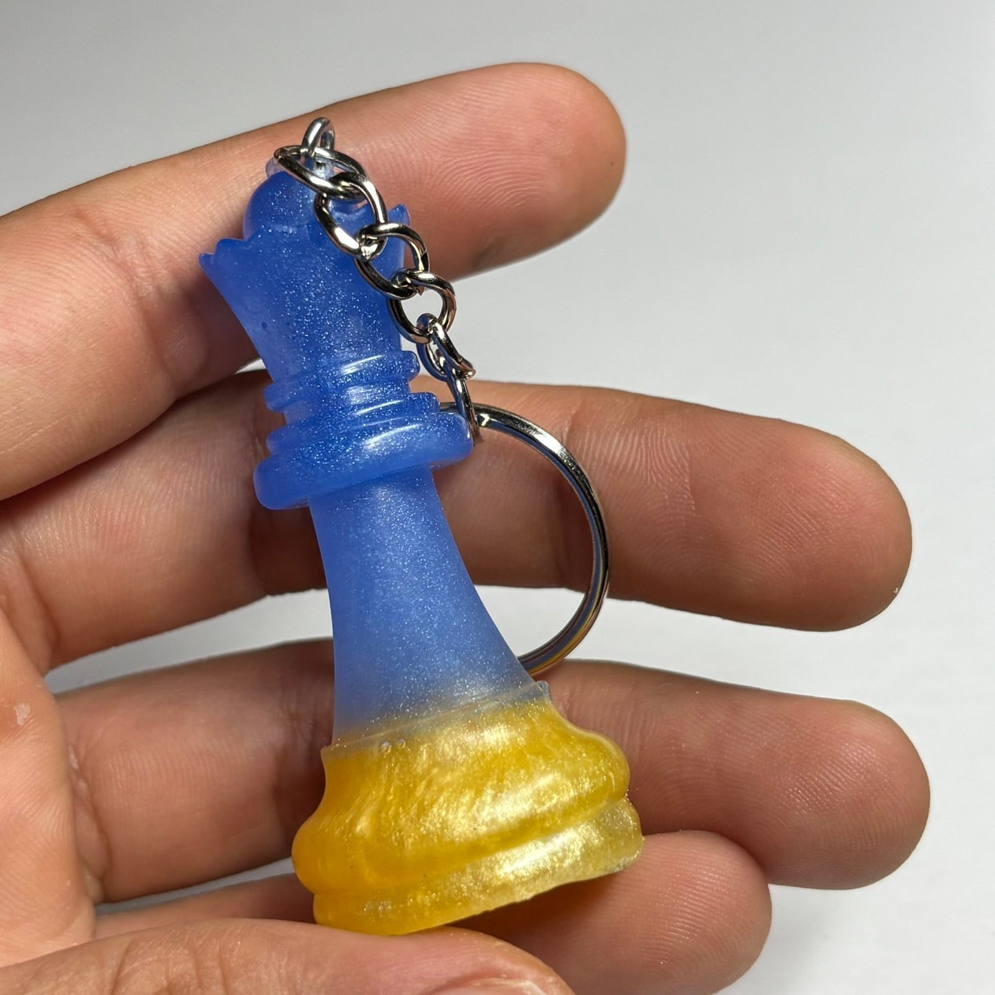 Blue Yellow Queen - Handmade Resin Keychain