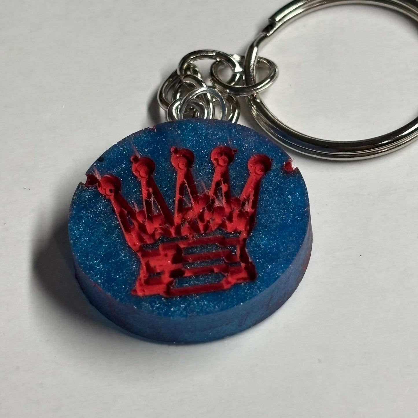 Blue Red Queen - Handmade Resin Keychain