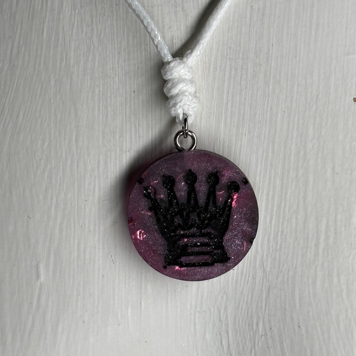 Dark Purple Queen - Handmade Resin Chess Necklace