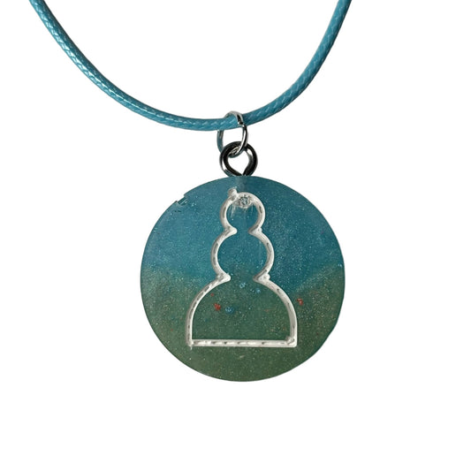 Shores Blue Pawn - Handmade Resin Chess Necklace