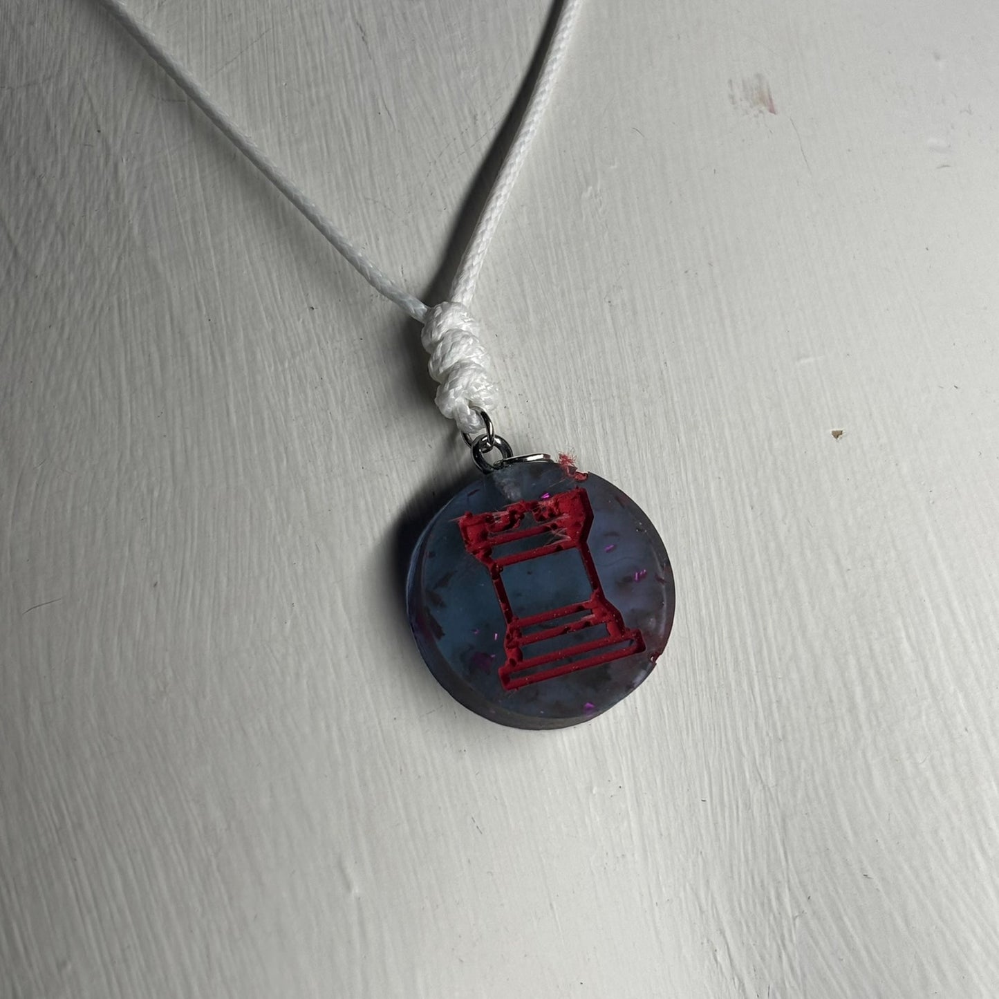 Purple Red Rook - Handmade Resin Chess Necklace