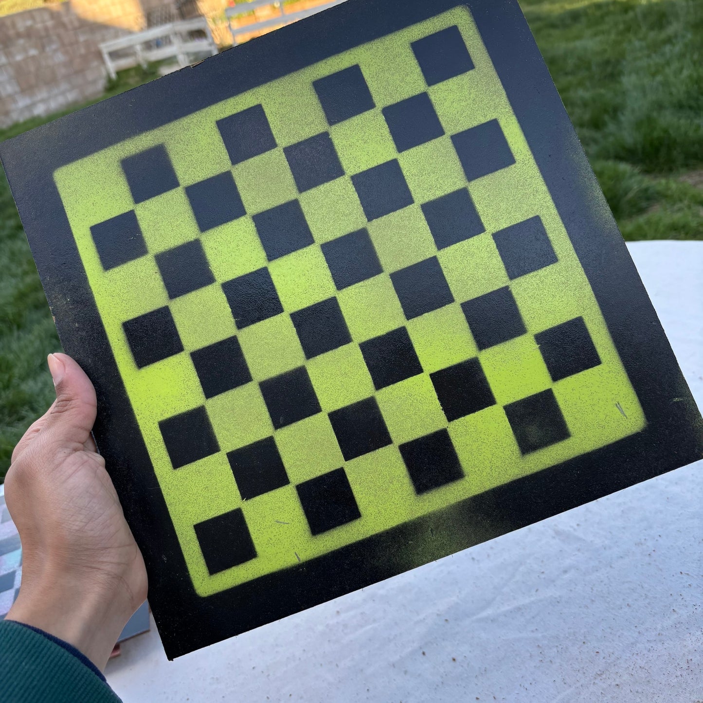 Green & Black - Painted Chess Set