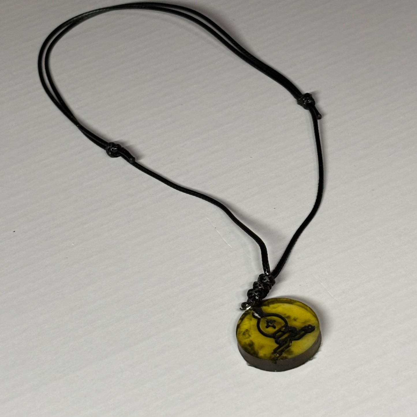 Rustic Yellow Bishop - Handmade Resin Chess Necklace