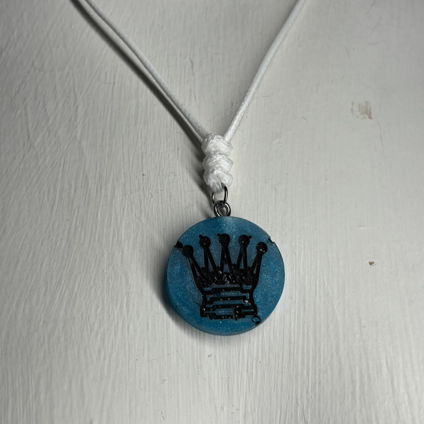 Blue Queen - Handmade Resin Chess Necklace