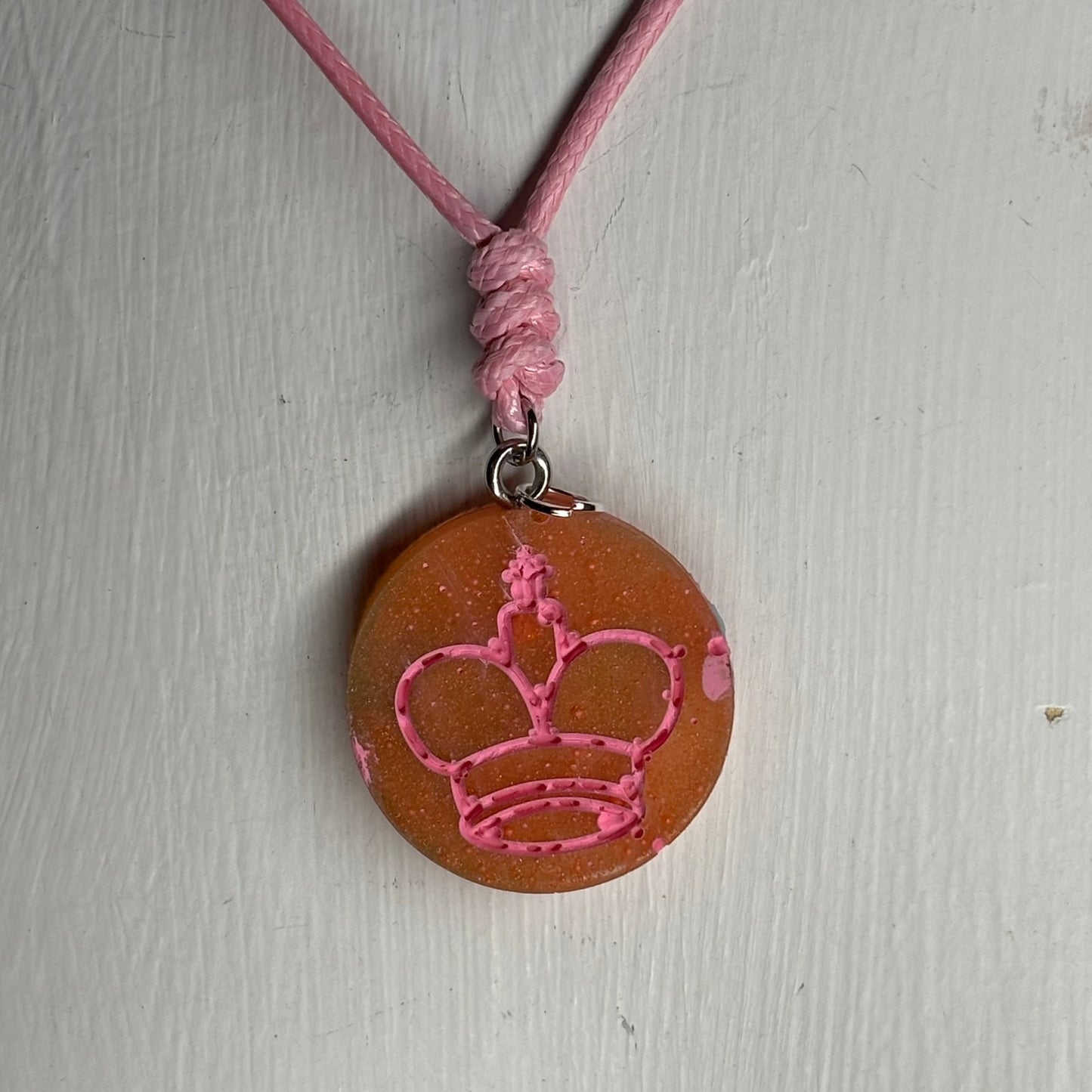Orange/Pink King - Handmade Resin Chess Necklace