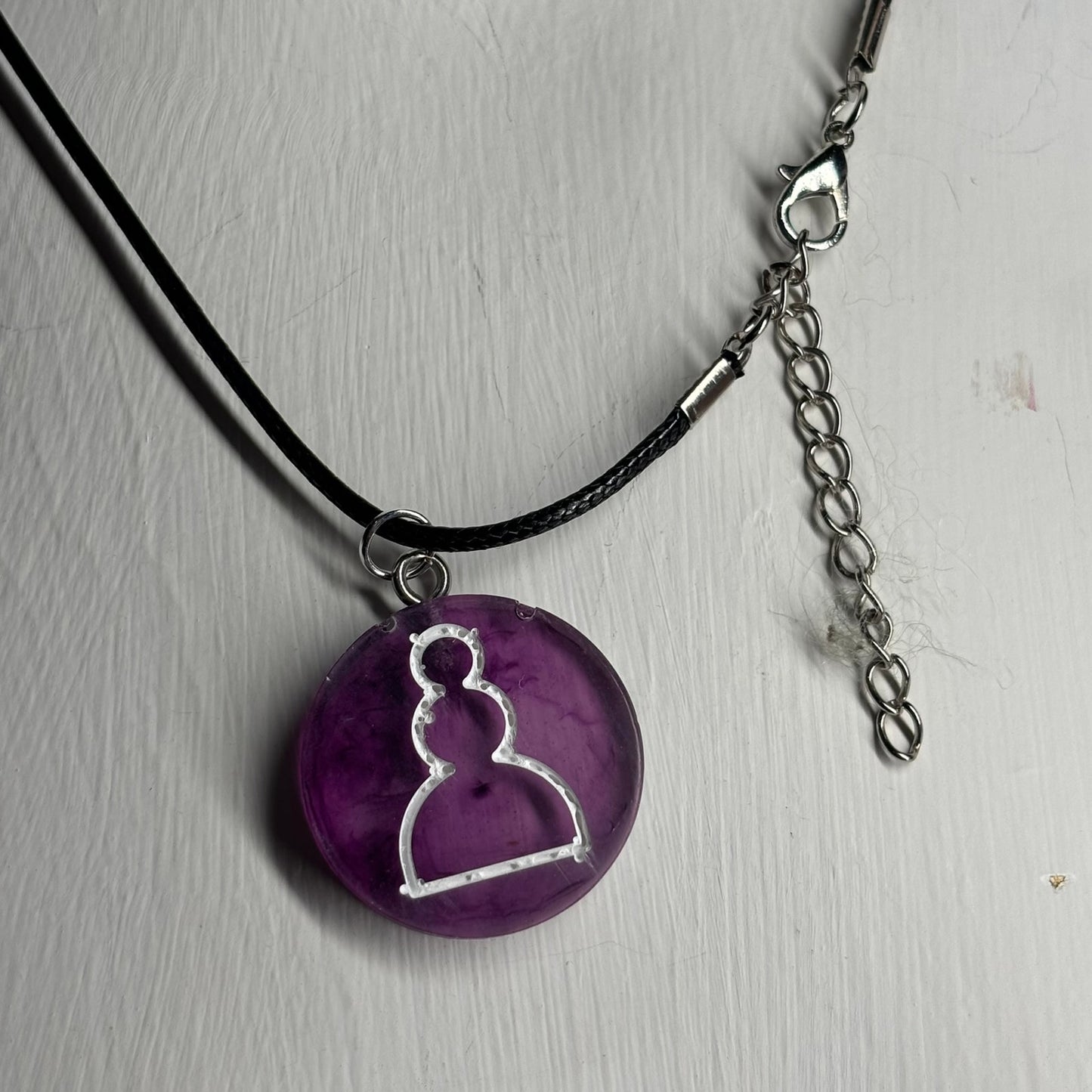 Translucent Purple Pawn - Handmade Resin Chess Necklace