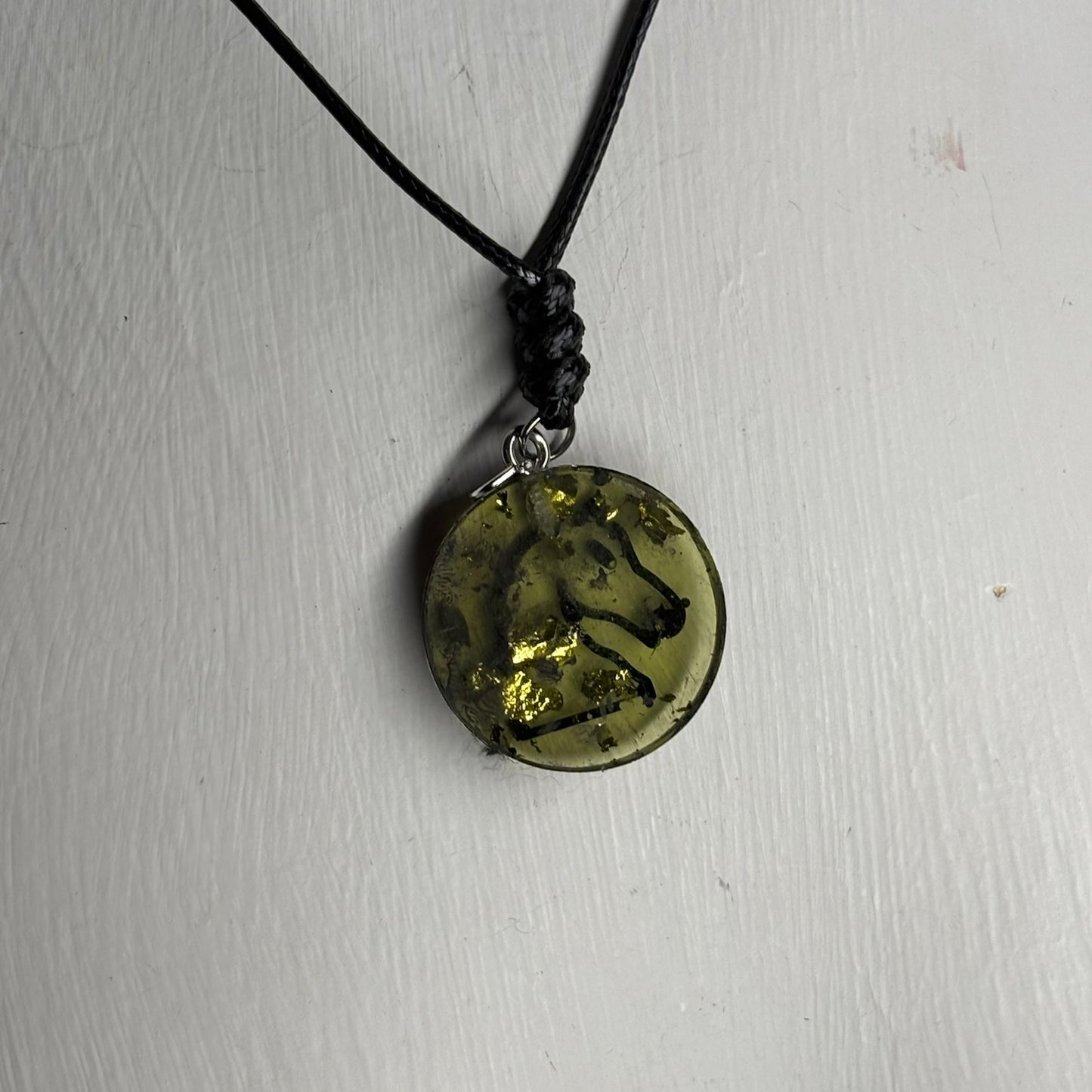 Translucent Green Knight - Handmade Resin Chess Necklace