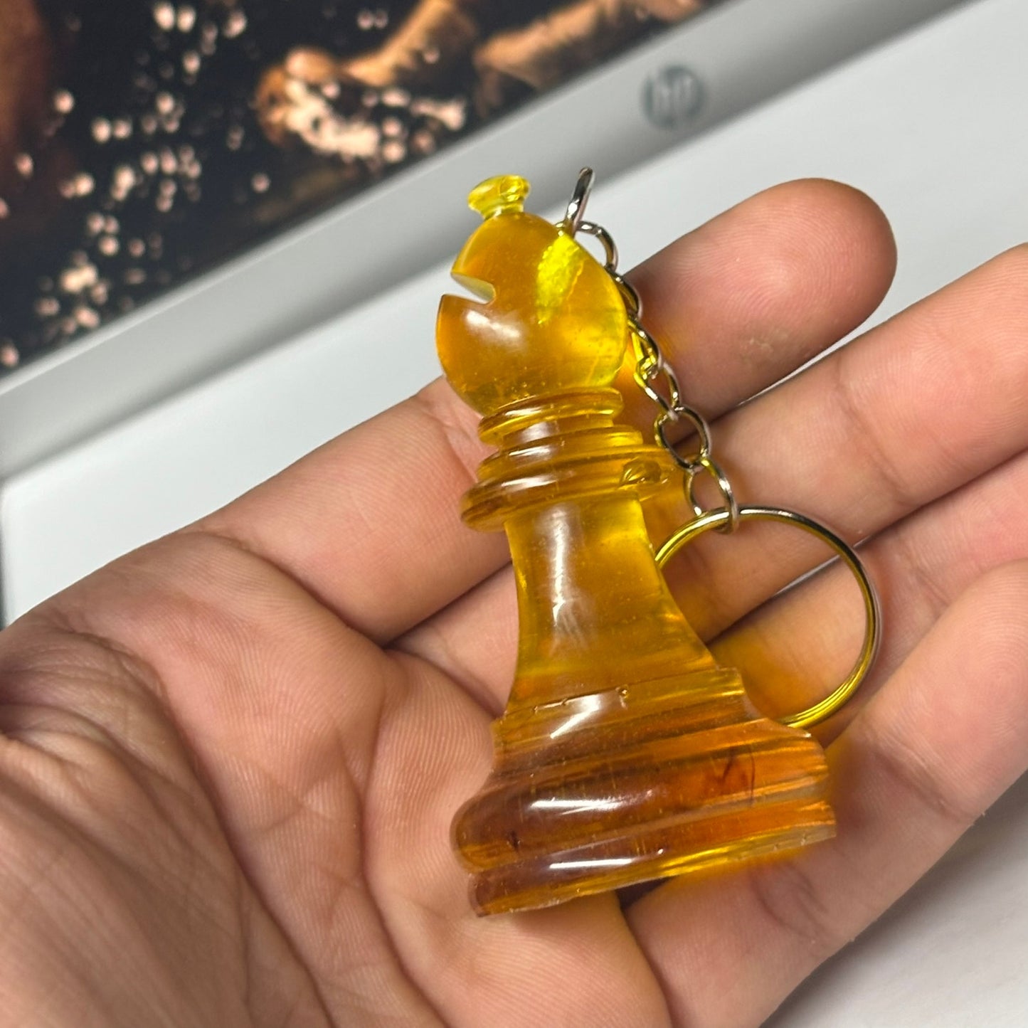 Translucent Yellow Bishop - Handmade Resin Keychain - Large Edition