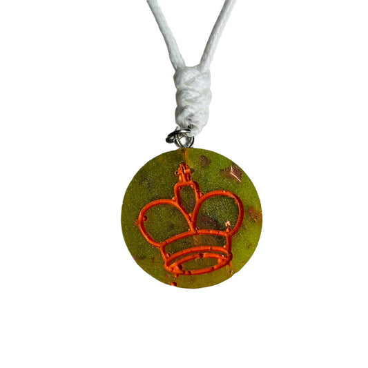 Green Orange King - Handmade Resin Chess Necklace