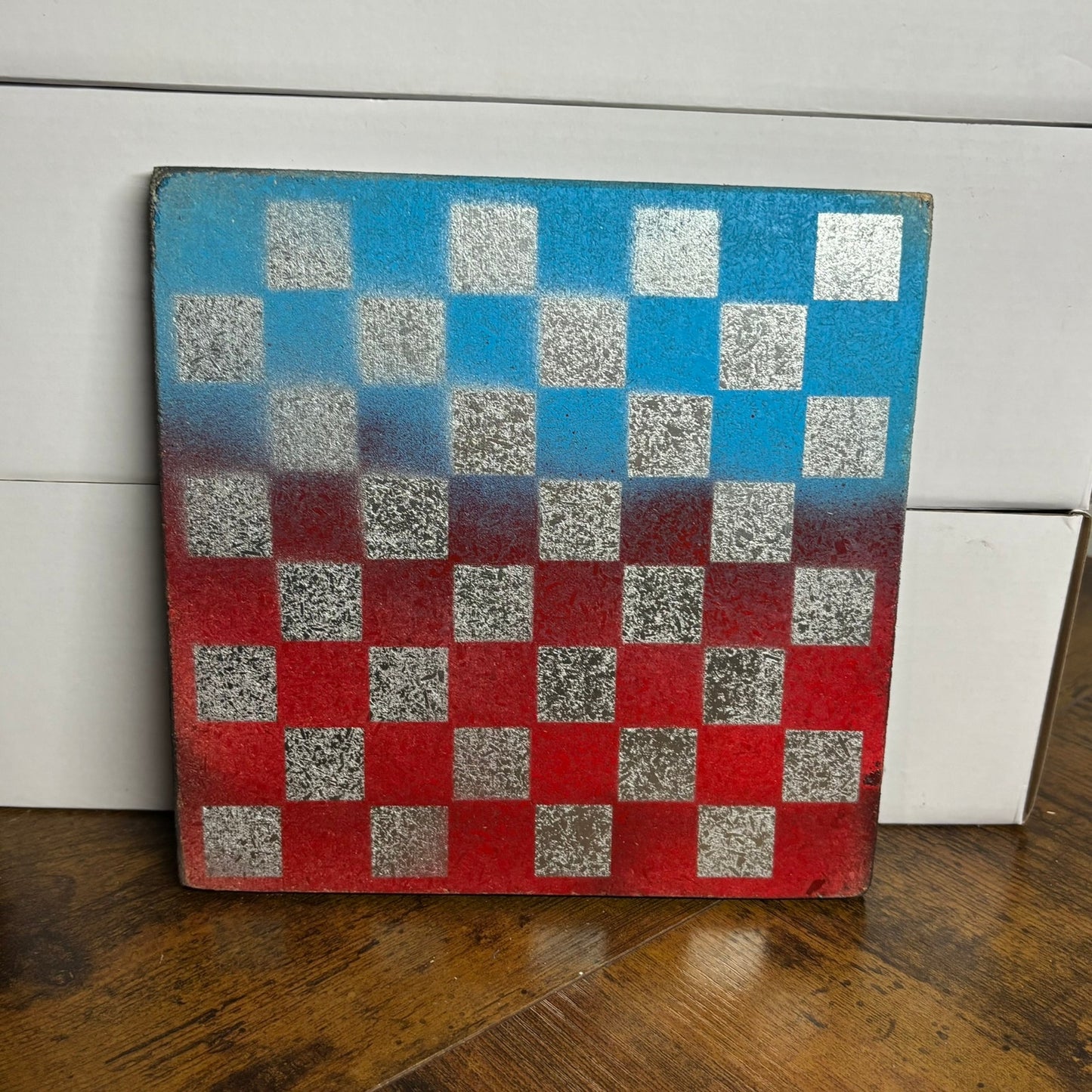 Blue & Red Chrome - Painted Double Sided Chess Board