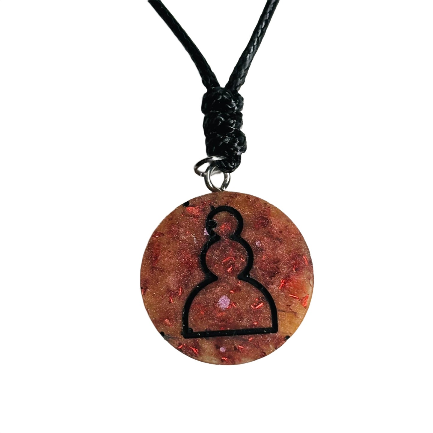 Orange Fire Red Pawn - Handmade Resin Chess Necklace