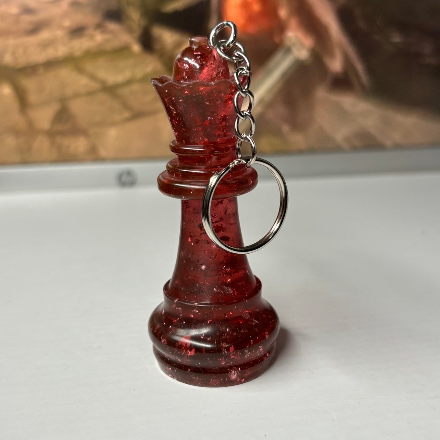 Red Crystal Queen - Handmade Resin Keychain - Large Edition
