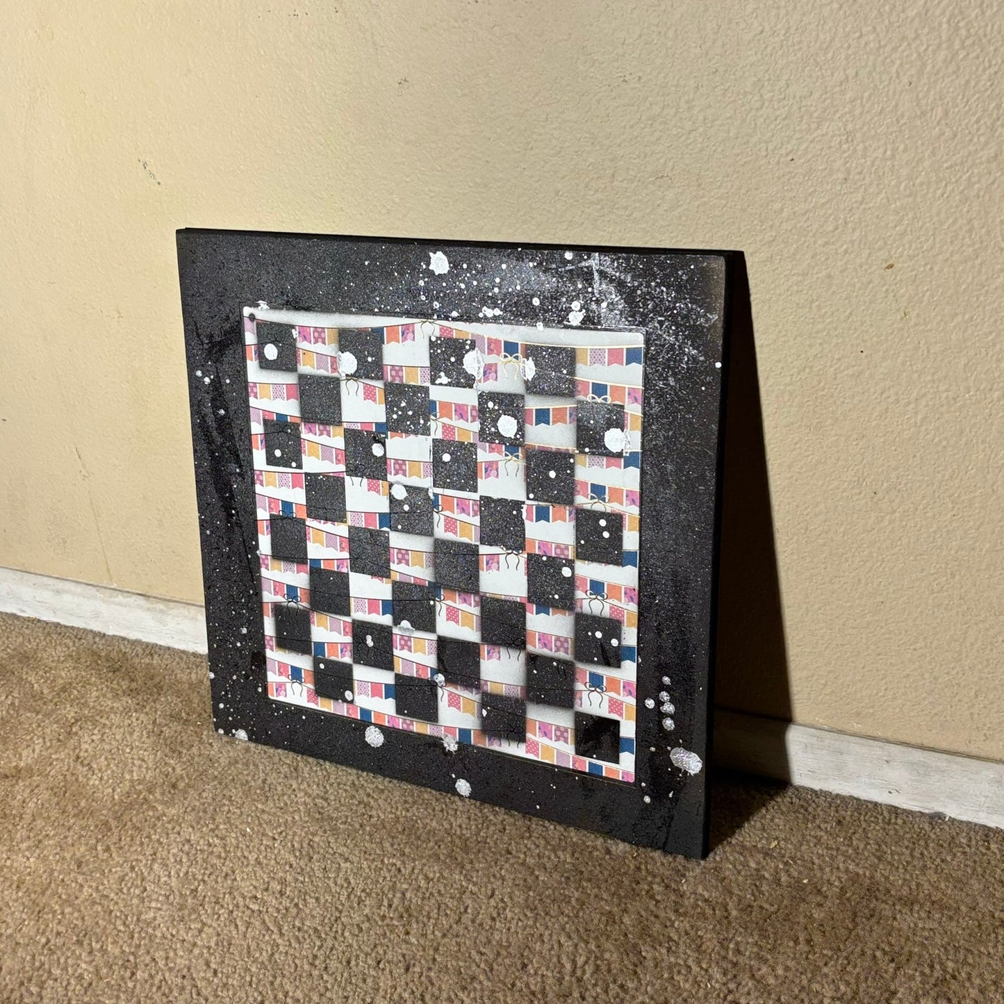 Rainbow Banner Chrome Drip - Large Scrapbook Chess Board