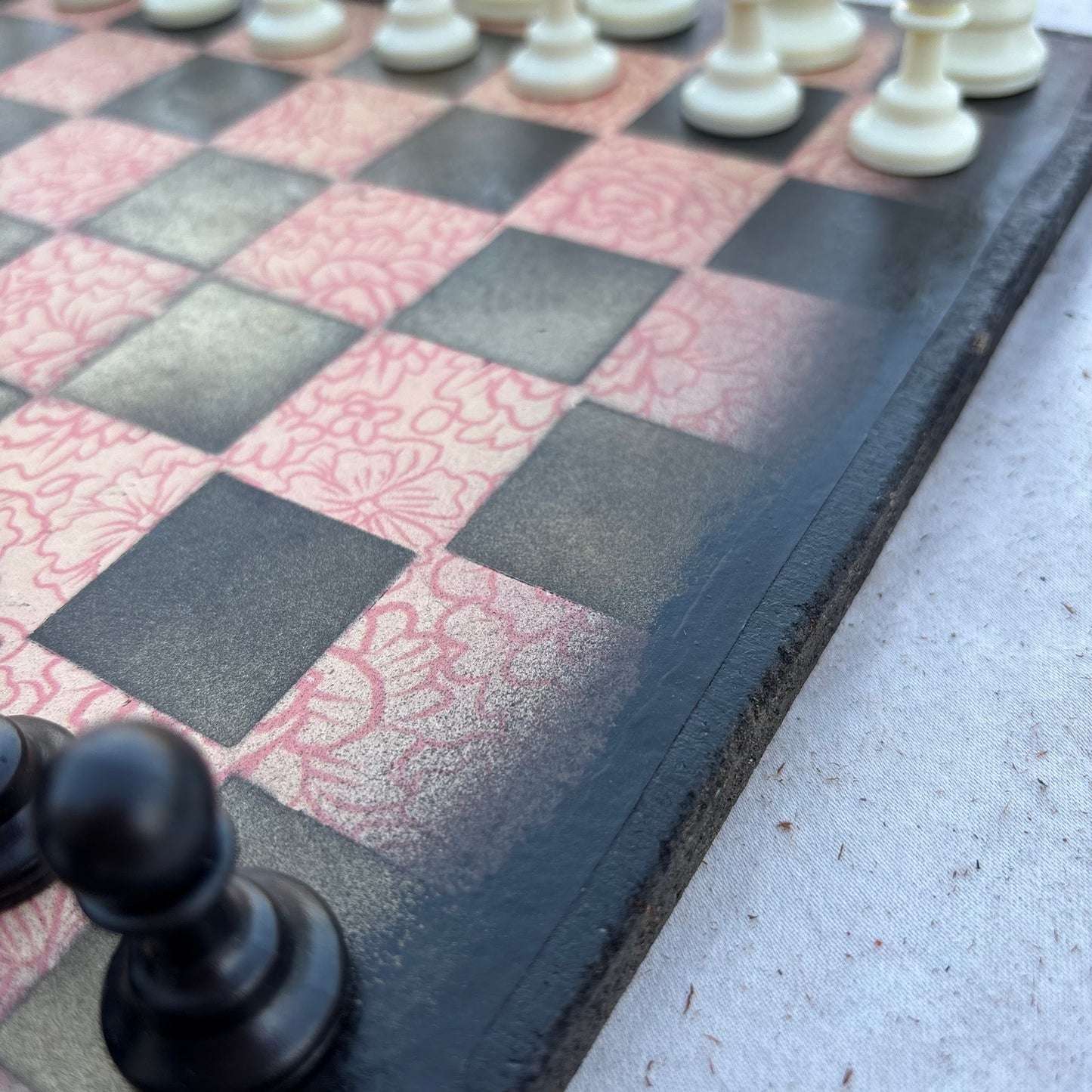 Peach Pattern - Scrapbook Chess Set