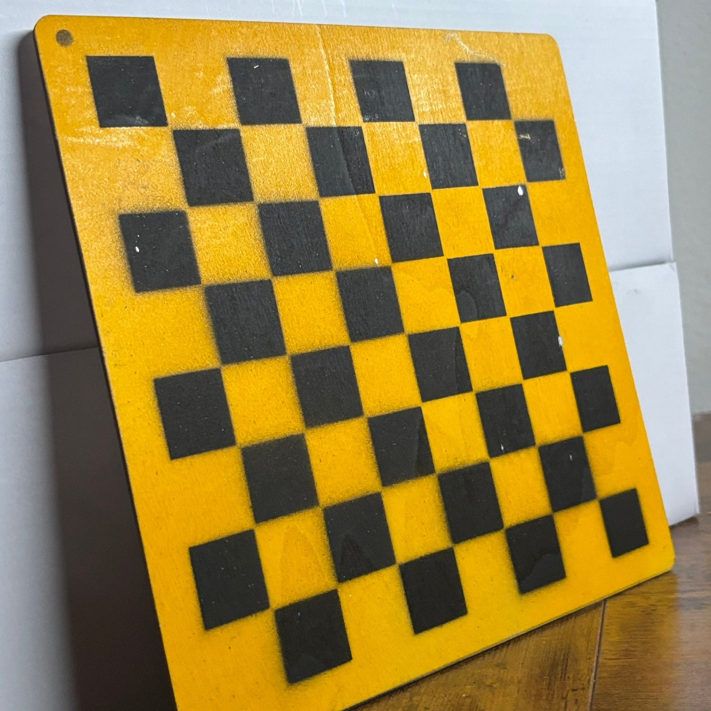 Yellow & Black - Painted Thin Wooden Chess Board
