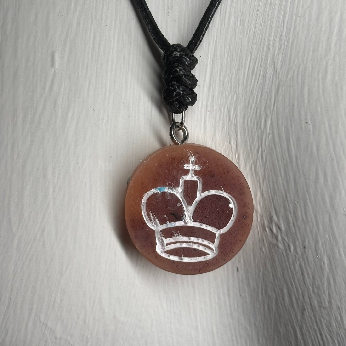 Coffee Brown King - Handmade Resin Chess Necklace